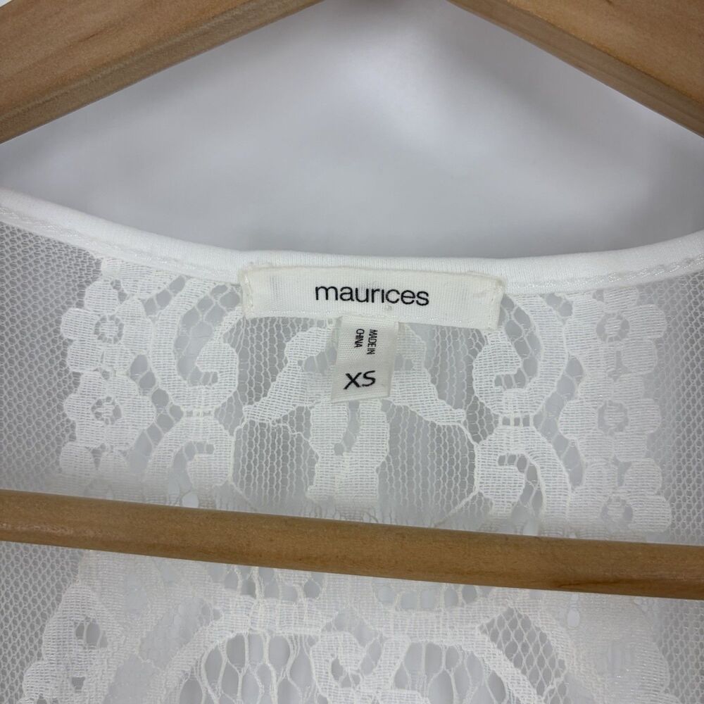 Maurices Romantic Lace Duster XS Kimono Cover Up White Festival Boho Cottagecore - Picture 4 of 9